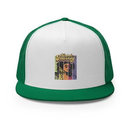 [ID: 100-G422] Cosmic Journey Rainbow Retro 5 Panel Trucker Cap