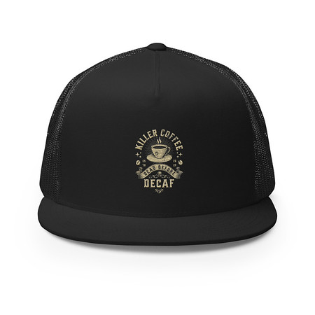 [ID: 100-G471] DEAD BEFORE DECAF 5 Panel Trucker Cap