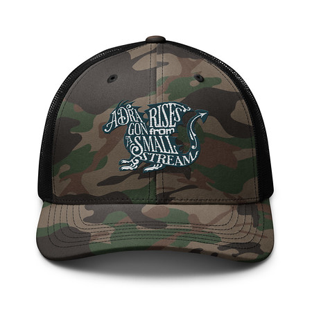 [ID: 680-G16] A Dragon Rises - Typographic Lettering Camouflage Trucker Hat