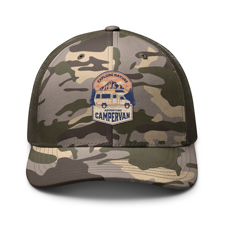 [ID: 680-G29] Adventure Campervan - Outdoor Camouflage Trucker Hat