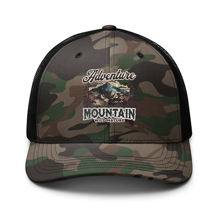 [ID: 680-G31] Adventure Mountain Wild Nature Camouflage Trucker Hat