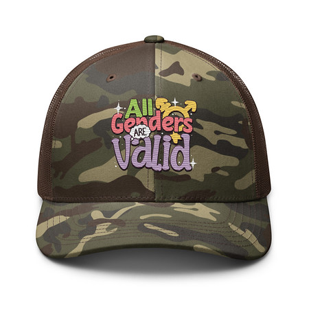 [ID: 680-G45] All Genders are Valid Camouflage Trucker Hat