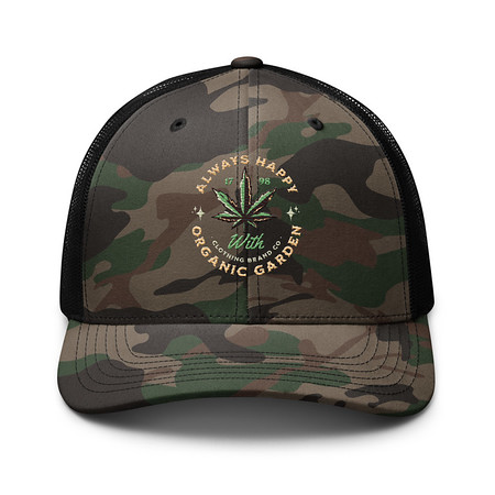 [ID: 680-G55] Always Happy - Cannabis Camouflage Trucker Hat