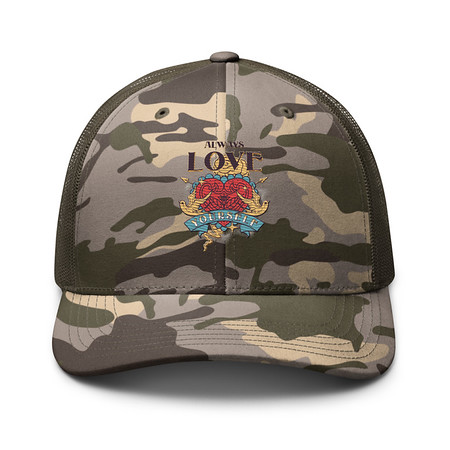 [ID: 680-G56] Always Love Yourself - Retro Inspirational Quote Camouflage Trucker Hat