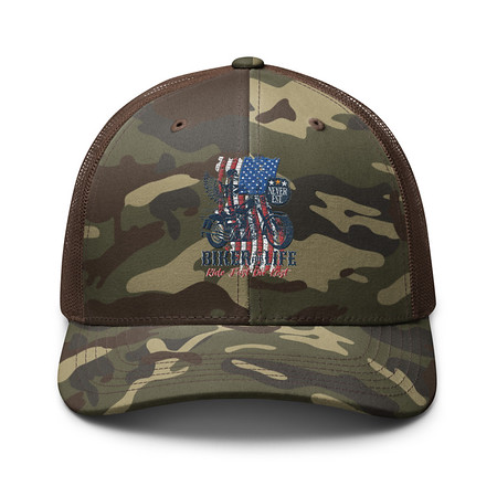 [ID: 680-G65] American Biker for Life Camouflage Trucker Hat