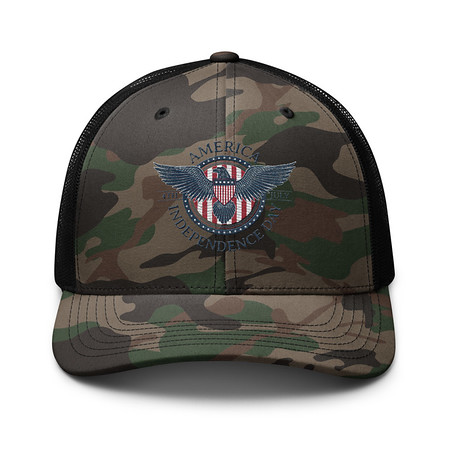 [ID: 680-G67] American Eagle Badge Camouflage Trucker Hat