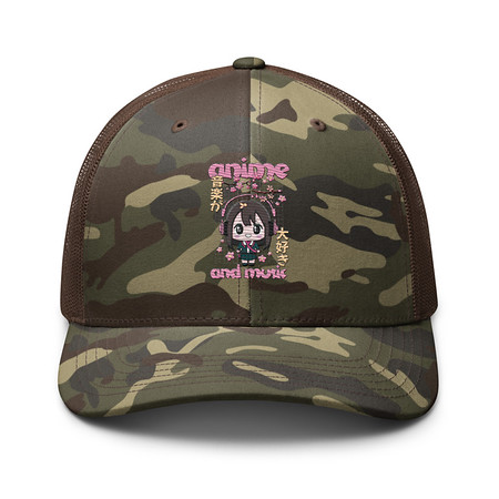 [ID: 680-G86] Anime and Music Camouflage Trucker Hat