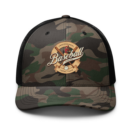 [ID: 680-G145] Baseball Team - College Sports Camouflage Trucker Hat