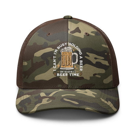 [ID: 680-G176] Beer Time - Father's Day Camouflage Trucker Hat