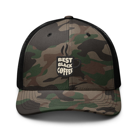 [ID: 680-G185] Best Black Coffee - Hot Cup Camouflage Trucker Hat
