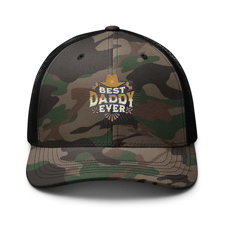 [ID: 680-G186] Best Daddy Ever - Cowboy Hat Camouflage Trucker Hat