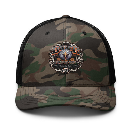 [ID: 680-G208] biker forever Camouflage Trucker Hat