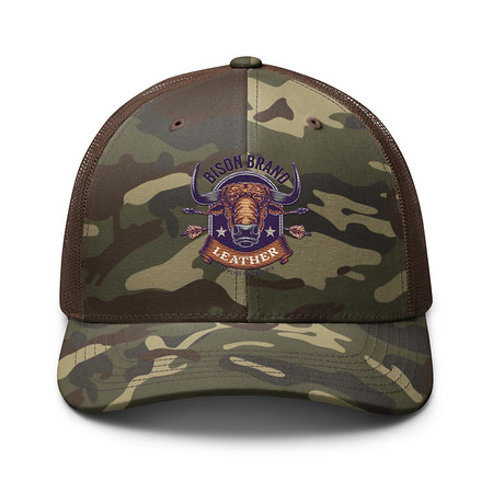 [ID: 680-G211] Bison Brand Leather - Animal Camouflage Trucker Hat