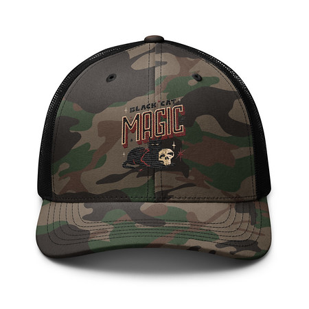 [ID: 680-G214] Black Cat Magic Camouflage Trucker Hat