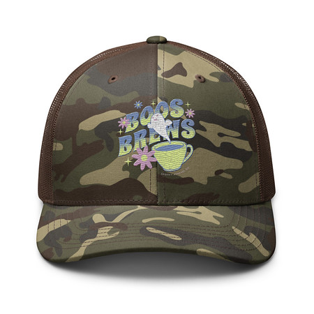 [ID: 680-G254] Boos + Brews - Halloween Camouflage Trucker Hat