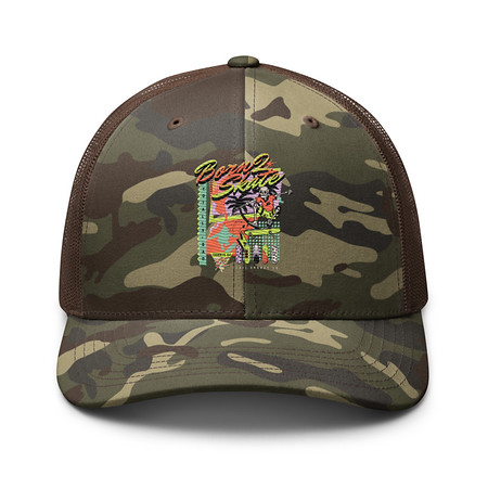 [ID: 680-G256] Born 2 Skate - Retro Skeleton Camouflage Trucker Hat