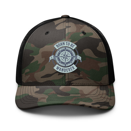 [ID: 680-G261] Born to be Wanderer - Compass Camouflage Trucker Hat