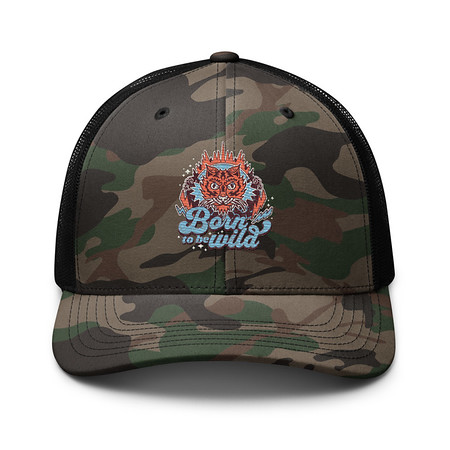 [ID: 680-G263] Born to be Wild - Tiger Camouflage Trucker Hat