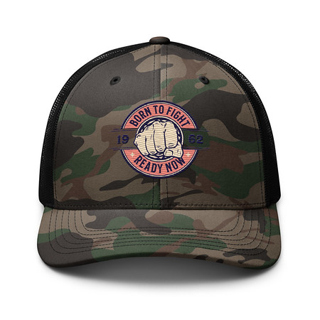 [ID: 680-G265] Born to Fight - Fist Camouflage Trucker Hat