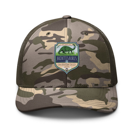 [ID: 680-G288] Brontosaurus Conservation Society Camouflage Trucker Hat