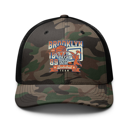 [ID: 680-G290] Brooklyn Basketball Team - Athletic Sports Camouflage Trucker Hat