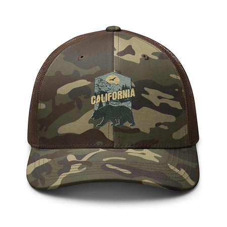 [ID: 680-G315] California Bear - Outdoors Wilderness Camping Hiking Camouflage Trucker Hat