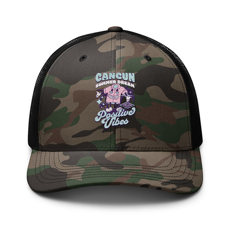 [ID: 680-G330] Cancun Positive Vibes Camouflage Trucker Hat