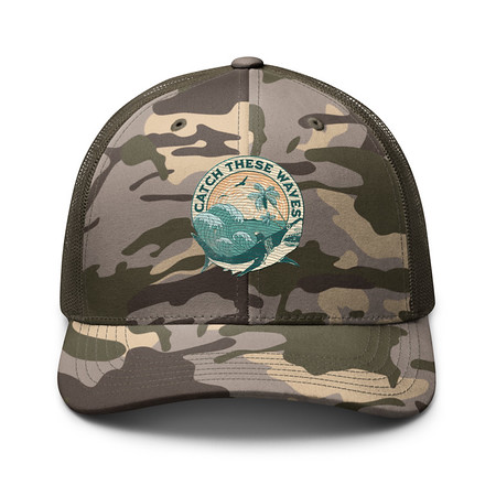 [ID: 680-G345] Catch These Waves Shark  Camouflage Trucker Hat