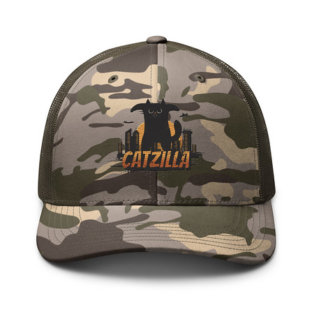 [ID: 680-G350] Catzilla - Funny Comic Animal Camouflage Trucker Hat