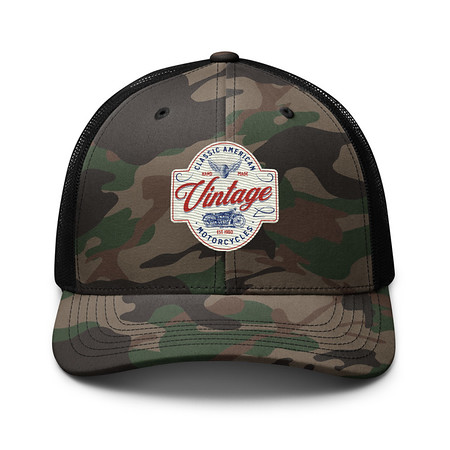 [ID: 680-G379] Classic American Motorcyles - Vintage Camouflage Trucker Hat