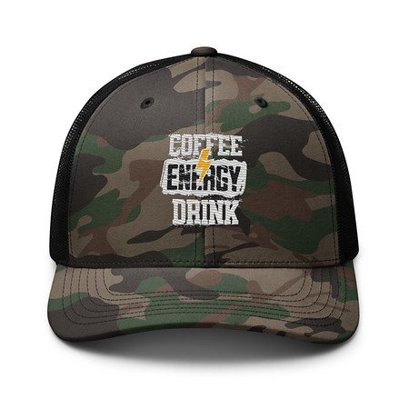 [ID: 680-G400] Coffee Energy Drink - Grunge Bolt Camouflage Trucker Hat