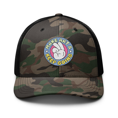 [ID: 680-G408] Colorful Fun Retro Style Badge Camouflage Trucker Hat