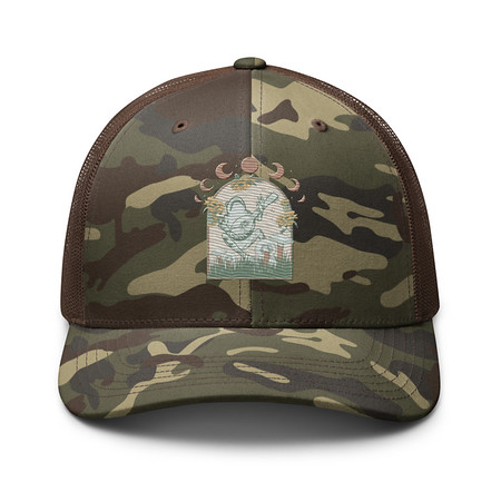 [ID: 680-G426] Cottagecore Frog Botanical Camouflage Trucker Hat