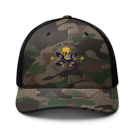 [ID: 680-G446] Custom Skateboards - Skull Camouflage Trucker Hat