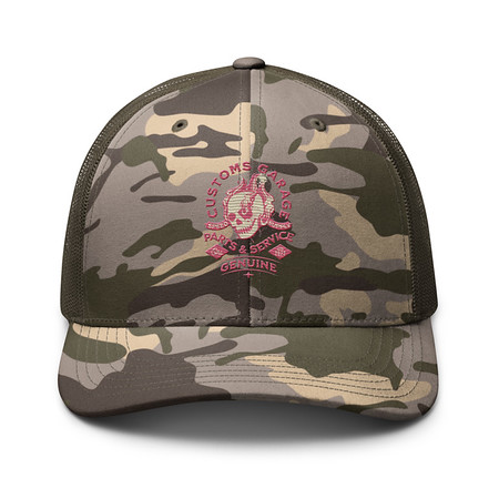 [ID: 680-G447] Customs Garage - Flaming Skull Camouflage Trucker Hat