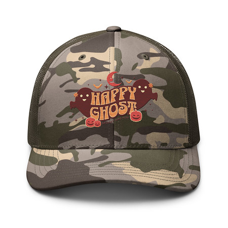 [ID: 680-G452] Cute Happy Ghost Camouflage Trucker Hat