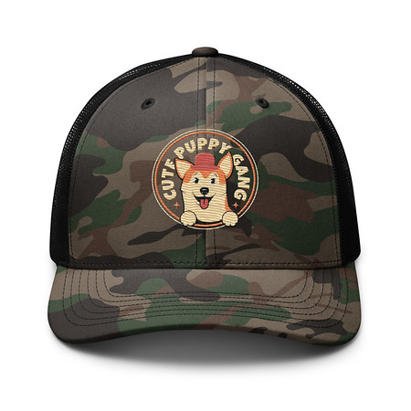 [ID: 680-G453] Cute Puppy Gang - Corgi Camouflage Trucker Hat
