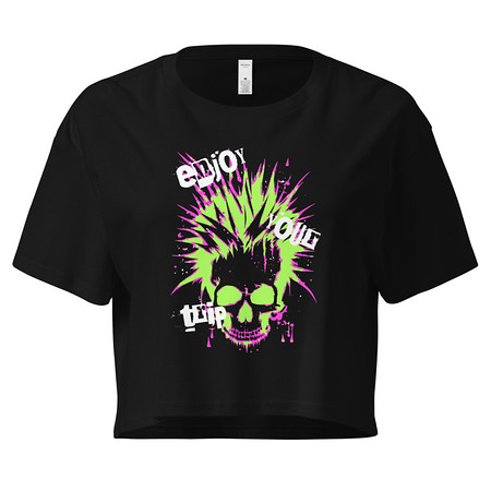 [ID: 636-G3] 'Enjoy Your Trip' Punk Skull Women's Crop Top