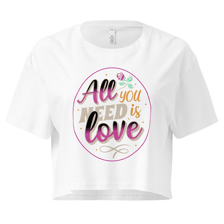 [ID: 636-G51] All you Need is Love - Valentines Day Women's Crop Top