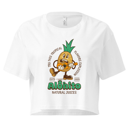 [ID: 636-G54] Alohito Natural Juices - Pineapple Mascot Women's Crop Top
