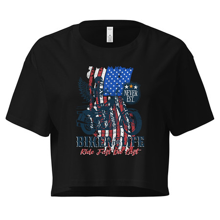 [ID: 636-G65] American Biker for Life Women's Crop Top