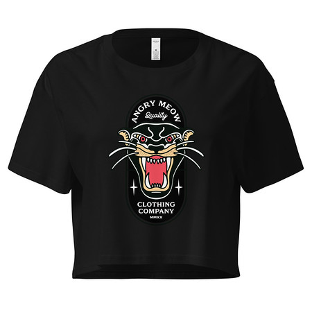 [ID: 636-G84] Angry Meow Clothing Company - Panther Women's Crop Top