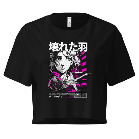 [ID: 636-G87] Anime Broken Wings - Neon Japanese Style Women's Crop Top