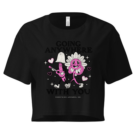 [ID: 636-G93] Anywhere With You - Typographic Cartoon Streetwear Women's Crop Top