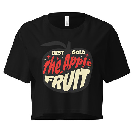 [ID: 636-G97] Apple Fruit - Typographic Lettering Women's Crop Top