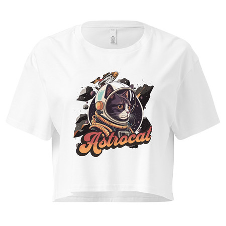 [ID: 636-G108] Astrocat - Retro graphic Women's Crop Top