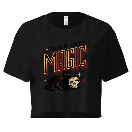 [ID: 636-G214] Black Cat Magic Women's Crop Top