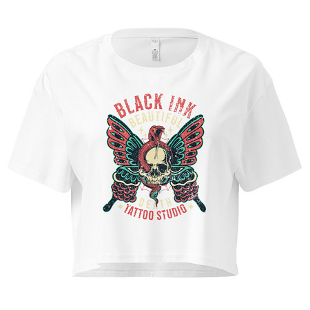[ID: 636-G225] BLACK INK TATTOO Women's Crop Top