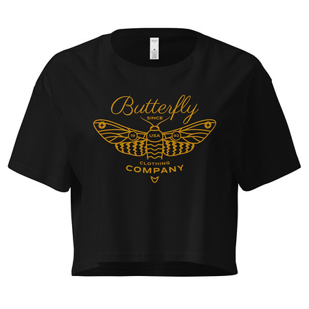 [ID: 636-G240] Blue Butterfly - Minimal Women's Crop Top