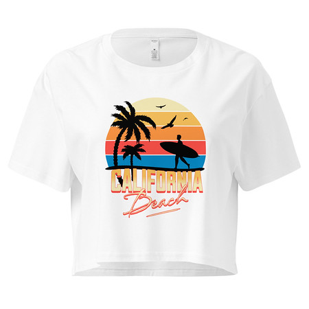 [ID: 636-G312] California Beach - Retro Surf Women's Crop Top